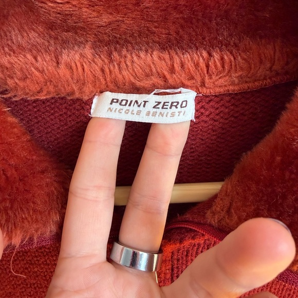 Point Zero Nicole Benisti Knit Zip Jacket | Faux Fur Collar | Size S - Picture 2 of 6